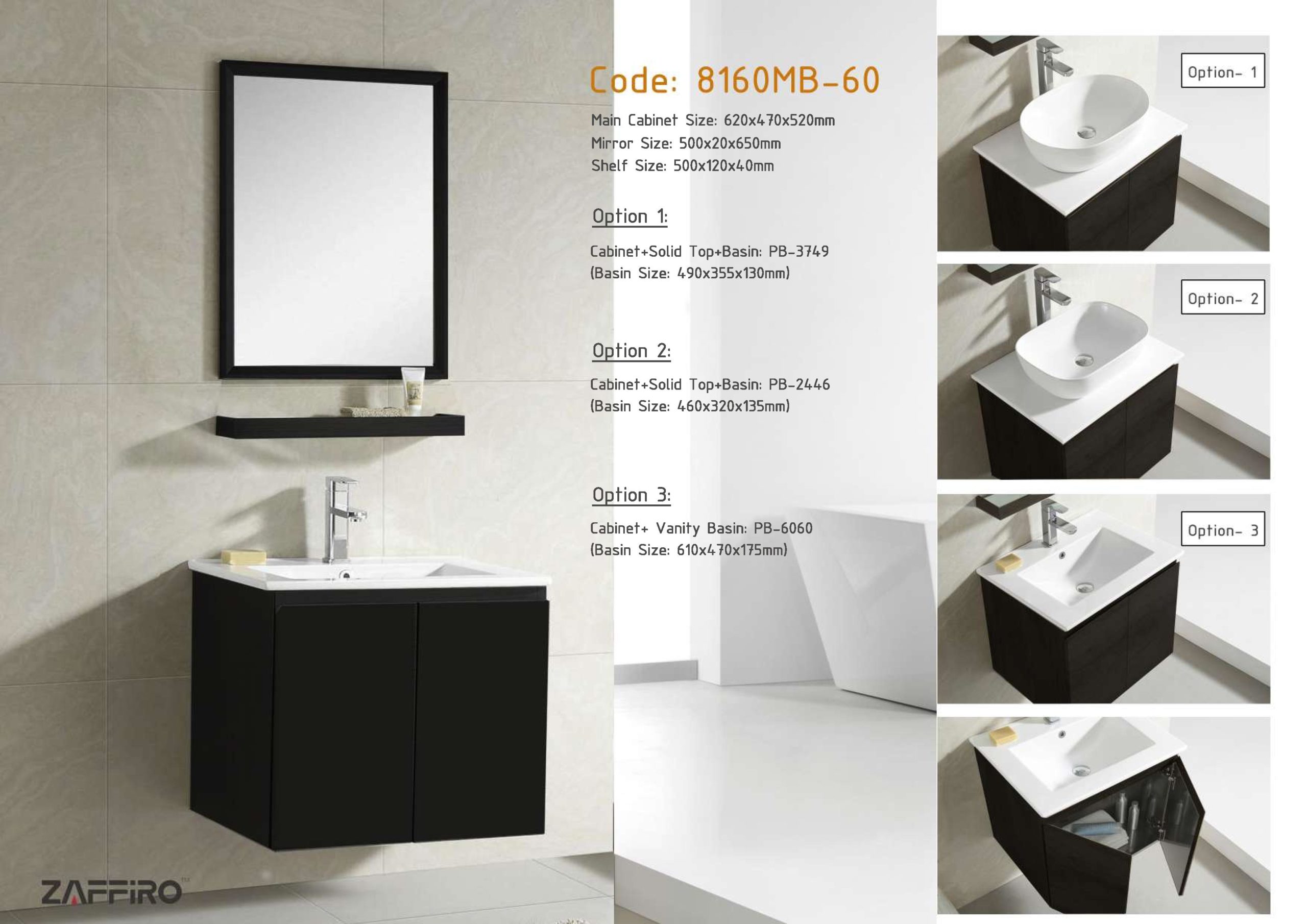 Pht 8160mb 60 Zaffiro Stainless Steel Vanity Cabinet With Built In 