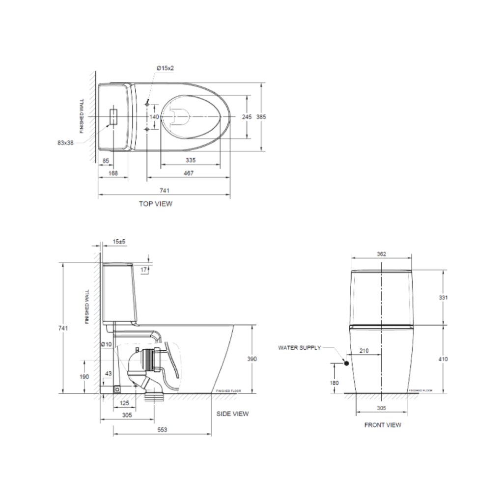 Cl23075-6dasgcbt American Standard Acacia Supasleek Close Coupled 