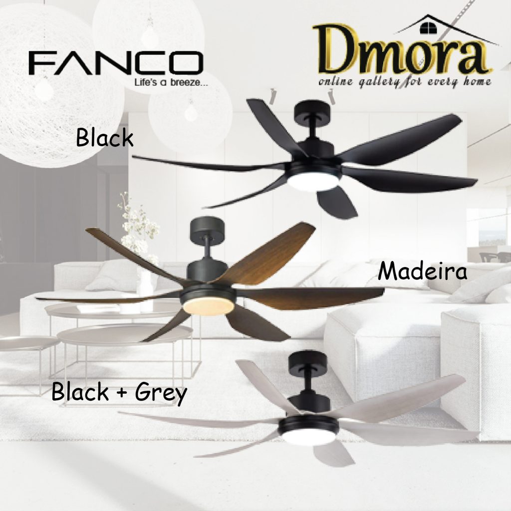 Bestar COFAN HALI 56&quot; DC Ceiling Fan with LED Matt Black Dmora